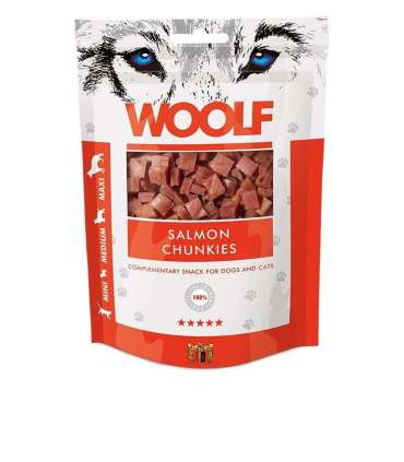 WOOLF Salmon Chunkies - dog and cat treat - 100 g