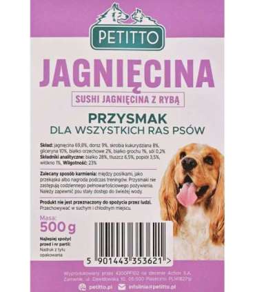 PETITTO Sushi Lamb with fish - dog treat - 500g