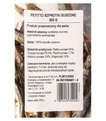PETITTO Dried sprats - dog treat - 500g