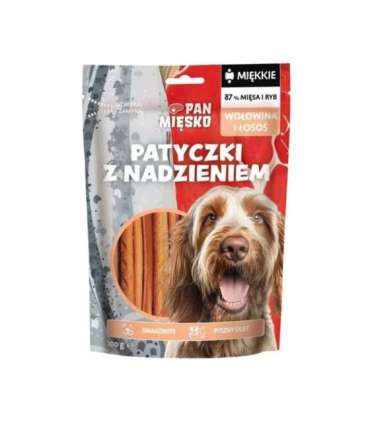 PAN MIĘSKO Sticks with beef and salmon filling - dog treat - 100g