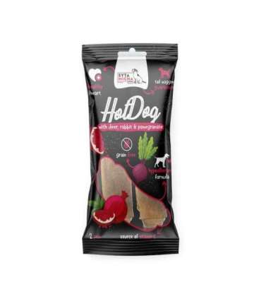 SYTA MICHA Chewing Hot Dog Rabbit with pomegranate in Deer skin - dog treat - 2 pcs.