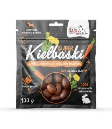 SYTA MICHA Great sausages with rabbit, carrot and dandelion - dog treat - 100g