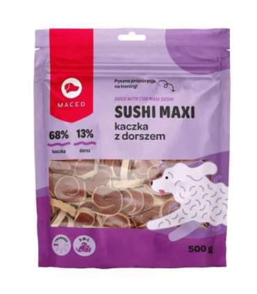 MACED Duck with cod Maxi sushi  - dog treat - 500g