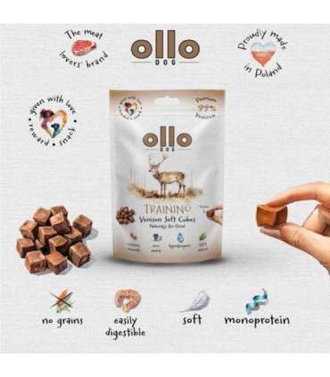 OLLO Air Dried Training Venison Cubes - dog treat - 80g