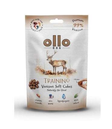 OLLO Air Dried Training Venison Cubes - dog treat - 80g