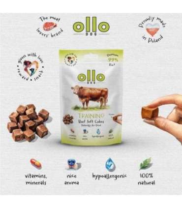 OLLO Air Dried Training Beef Cubes - dog treat - 80g