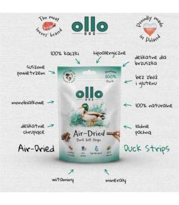 OLLO Air-Dried Duck strips - dog treat - 80g
