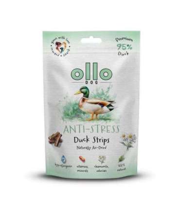 OLLO Air-Dried Anti-Stress Duck strips - dog treat - 80g