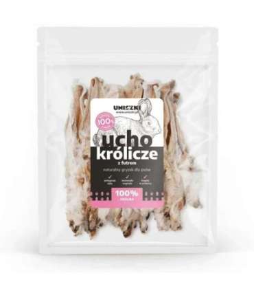 UNISZKI Rabbit ear with fur - treat for dogs - 20 pieces