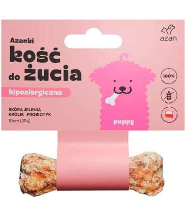 AZANKI Hypoallergenic bone made of deer skin with rabbit and probiotic Puppy - dog treat - 10 cm