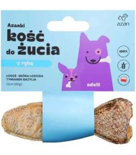 AZANKI Bone with salmon in salmon skin with thyme and basil in fish shape - treat for dogs - 12 cm