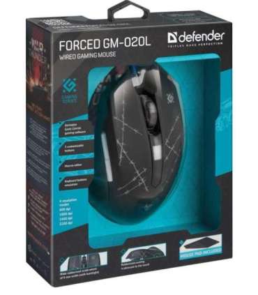 Defender Forced GM-020L mouse Gaming Ambidextrous USB Type-A Optical 3200 DPI