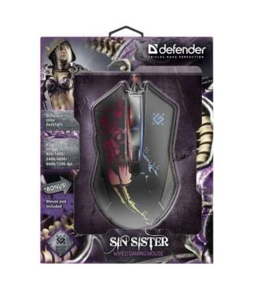 Gaming, optic, wired mouse  DEFENDER GM-933 SIN'SISTER 7200dpi 6P RGB