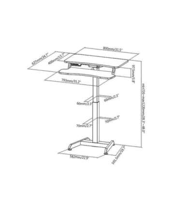 Maclean MC-835 Portable Desk Electric Height Adjustable 72 -122cm max. 37 kg Control Panel Sit Stand Work Station