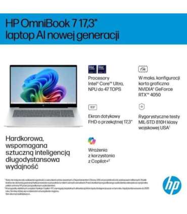 HP OmniBook 7 Next Gen AI 17-DC0073CL Copilot+ PC Intel Core Ultra 7 258V Laptop 43.9 cm (17.3") Full HD touchscreen 32