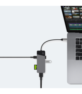 GREEN CELL HUB USB-C ADAPTER GC CONNECT 7W1 (3XUSB 3.1, HDMI 4K 60HZ, USB-C PD 85W, MICROSD/SD)