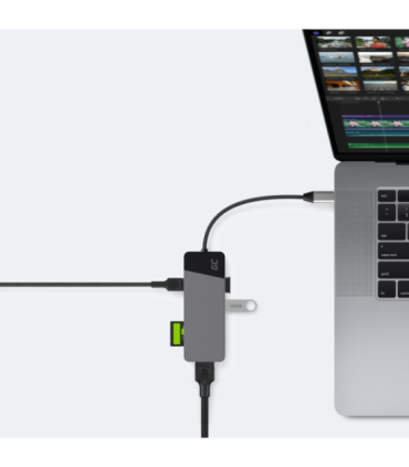 GREEN CELL HUB USB-C ADAPTER GC CONNECT 7W1 (3XUSB 3.1, HDMI 4K 60HZ, USB-C PD 85W, MICROSD/SD)