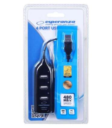 Esperanza EA116 interface hub 480 Mbit/s Black