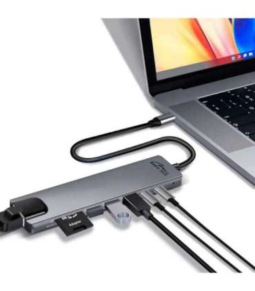 MEDIA-TECH USB HUB 8 IN 1 GIGA LAN HUB MT5046