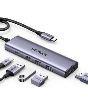 Ugreen 15596 laptop dock/port replicator Wired USB 3.2 Gen 1 (3.1 Gen 1) Type-A + Type-C Aluminium