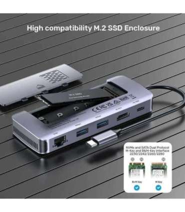 UNITEK ACTIVE HUB USB-C 10GBPS,M.2,HDMI, PD 100W