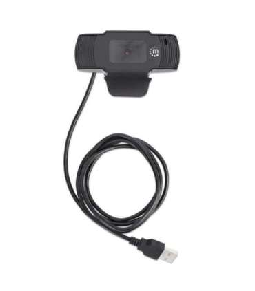 Manhattan USB Webcam, Two Megapixels (Clearance Pricing), 1080p Full HD, USB-A, Integrated Microphone, Adjustable Clip