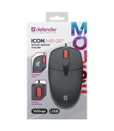 MOUSE DEFENDER ICON MB-057 OPTICAL 1000dpi 3P BLACK SILENT CLICK