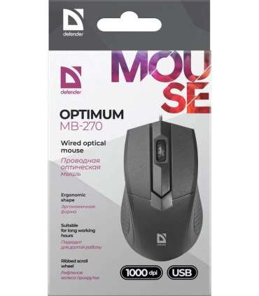 Defender Optimum MB-270 mouse Office Right-hand USB Type-A Optical 1000 DPI