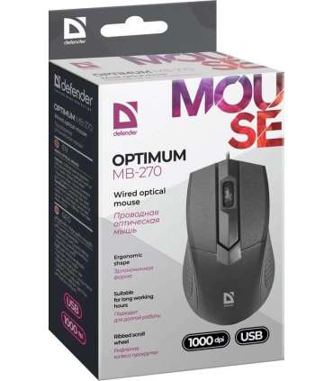 Defender Optimum MB-270 mouse Office Right-hand USB Type-A Optical 1000 DPI