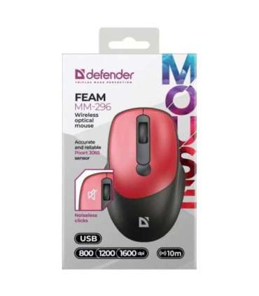 MOUSE DEFENDER FEAM MM-296 RF SILENT RED