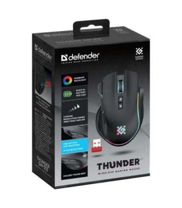MOUSE DEFENDER GM-213 THUNDER RF 1600dpi 8P BLACK