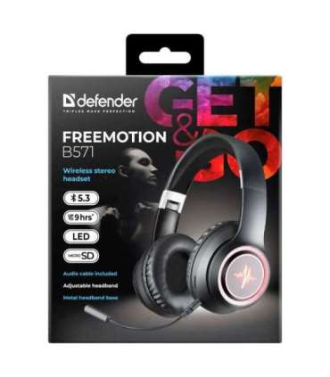 HEADPHONES DEFENDER BLUETOOTH FREEMOTION B571 BLACK LED