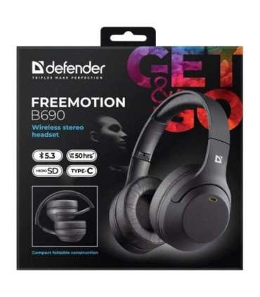 HEADPHONES DEFENDER BLUETOOTH FREEMOTION B690 BLACK