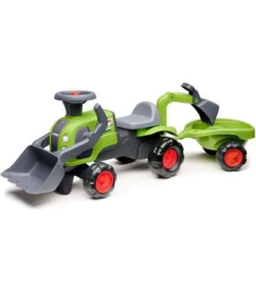 FALK Traktorek Jeździk Baby Claas z Koparką Łyżką i Przyczepą