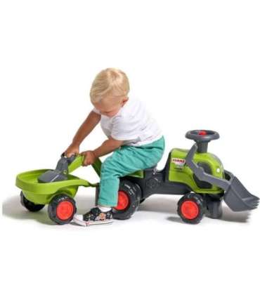 FALK Traktorek Jeździk Baby Claas z Koparką Łyżką i Przyczepą