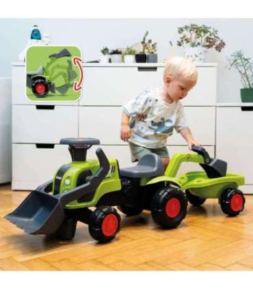 FALK Traktorek Jeździk Baby Claas z Koparką Łyżką i Przyczepą