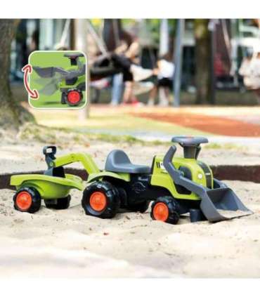 FALK Traktorek Jeździk Baby Claas z Koparką Łyżką i Przyczepą