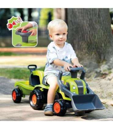 FALK Traktorek Jeździk Baby Claas z Koparką Łyżką i Przyczepą