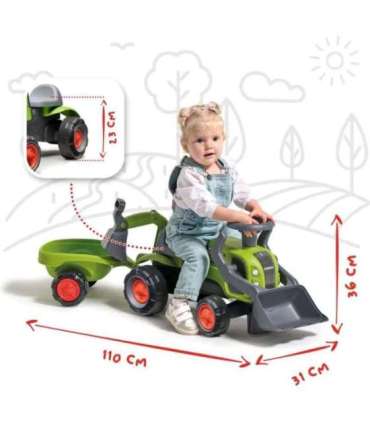 FALK Traktorek Jeździk Baby Claas z Koparką Łyżką i Przyczepą