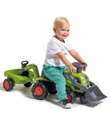 FALK Traktorek Jeździk Baby Claas z Koparką Łyżką i Przyczepą