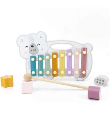 VIGA Drewniane Cymbałki Miś Polarny Ksylofon Montessori