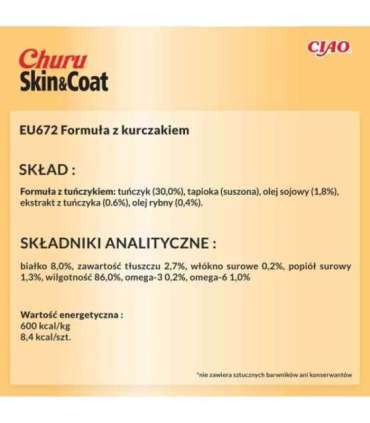 INABA Churu Skin&Coat Chicken recipe - cat treats - 4x14 g