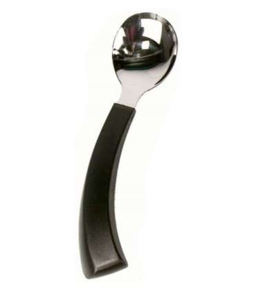Curved spoon for left-handed person