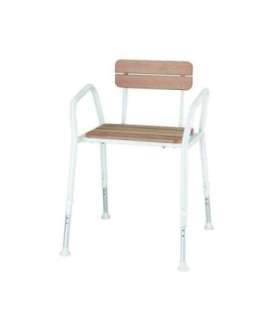 Wooden shower chair with backrest