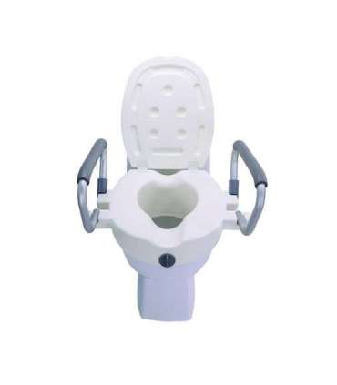 Raising toilet seat with foldable handrails AT51205