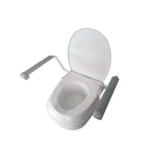 Raising toilet seat with handrails