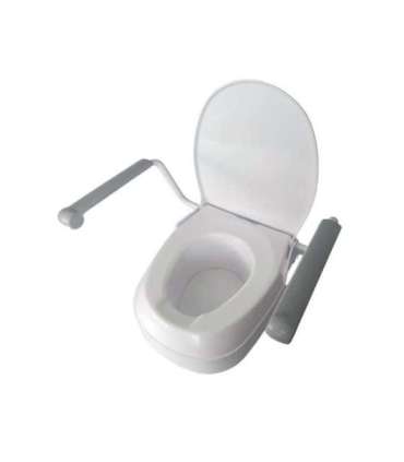 Raising toilet seat with handrails