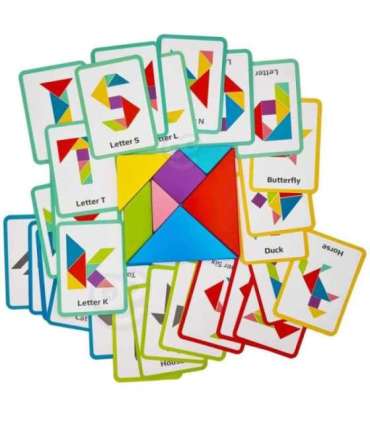 TOOKY TOY Drewniane Puzzle Tangram Układanka