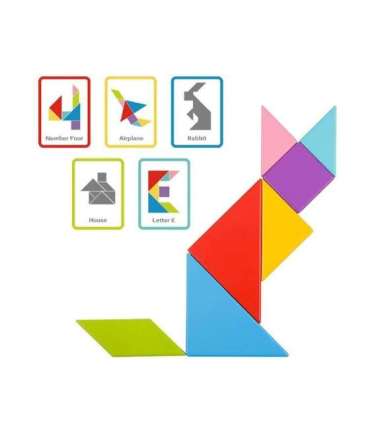 TOOKY TOY Drewniane Puzzle Tangram Układanka