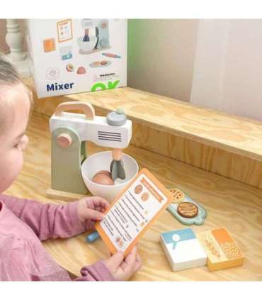 TOOKY TOY Mikser Drewniany Pastelowy Zestaw Akcesoria
